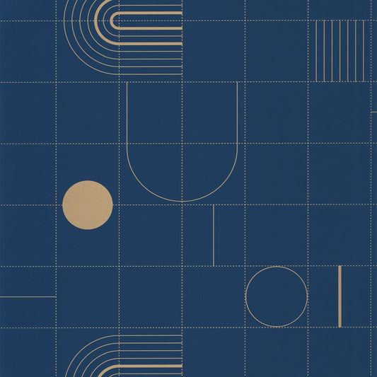 Golden Curves Wallpaper - Midnight Blue  - Caselio - 102706221 - Premier Wallcovering