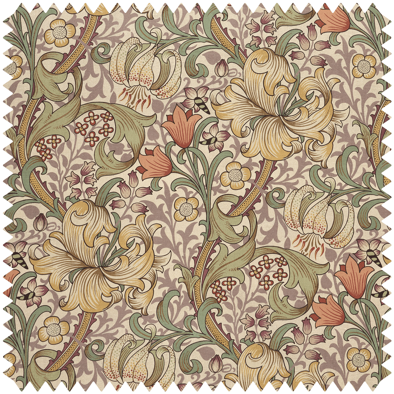 Golden Lily Cotton Linen Fabric - Cirrus - House of Hackney - 1 - FA - GOL - CL - ECR - XXX - XXX - Premier Wallcovering