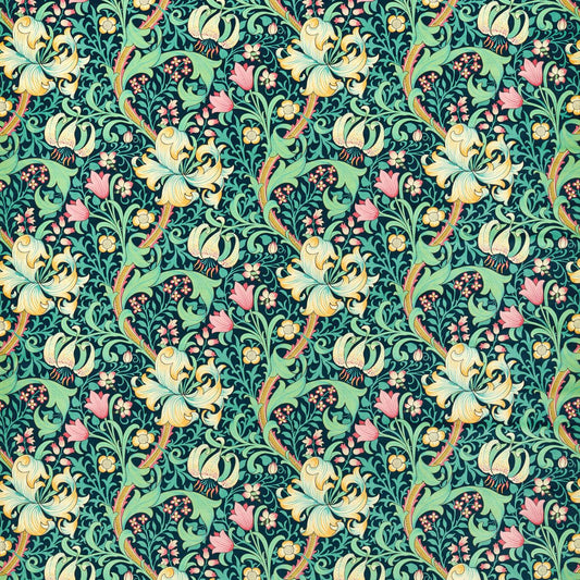 Golden Lily Velvet Fabric - Serotonin Pink - Morris & Co - 520003 - Premier Wallcovering