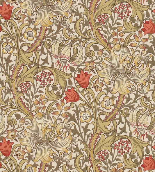 Golden Lily Wallpaper - Biscuit/Brick - 210400 - Morris & Co - Premier Wallcovering