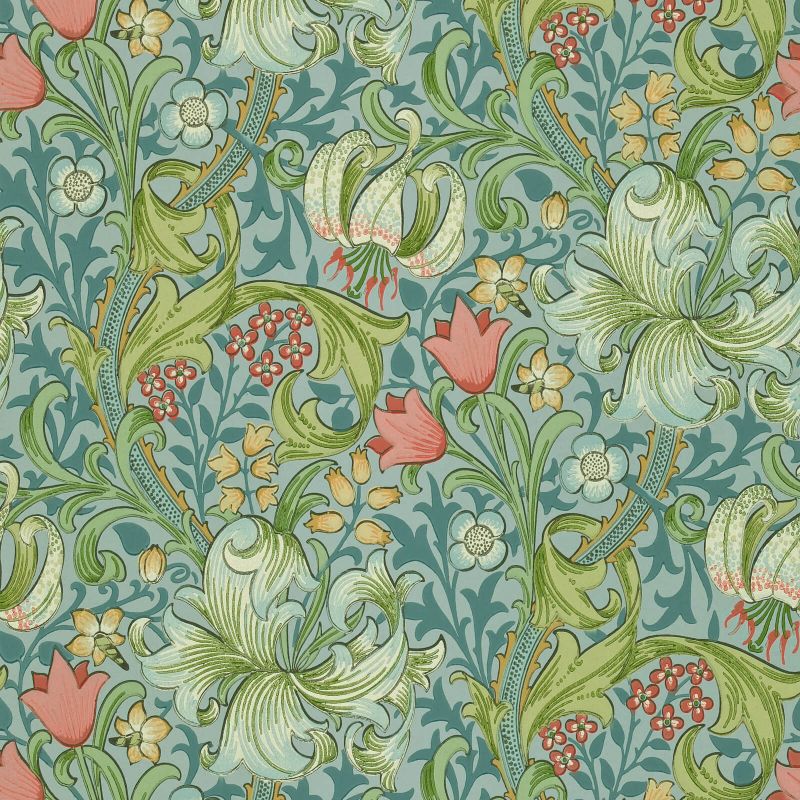 Golden Lily Wallpaper - Mineral - Morris & Co - 210430 - Premier Wallcovering