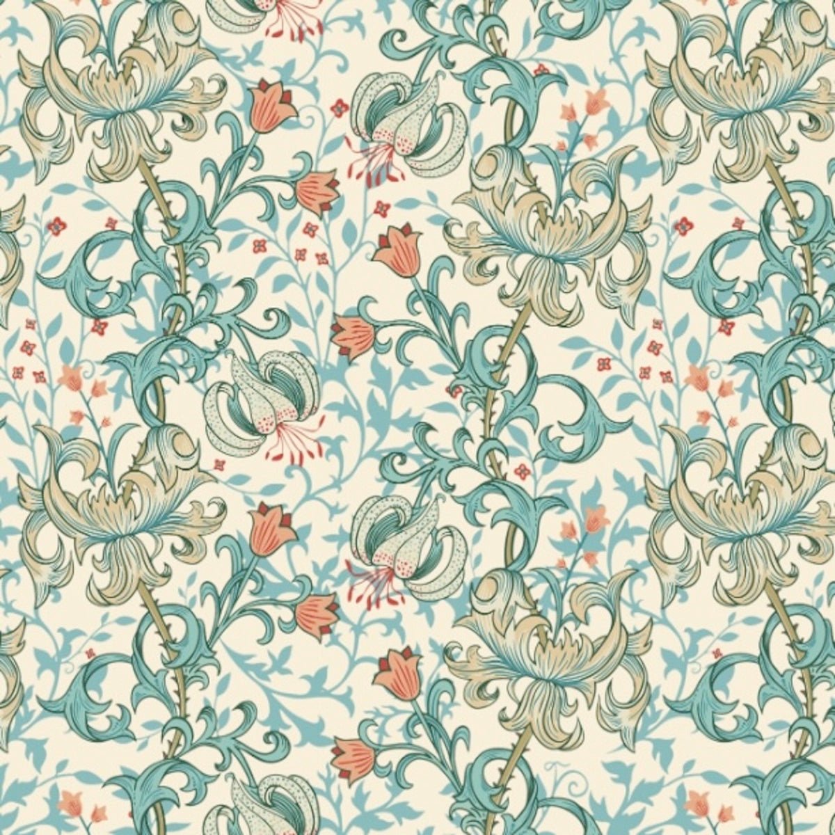 Morris Collections - 1018 - Golden Lily Wallpaper - Linen - Premier Wallcovering