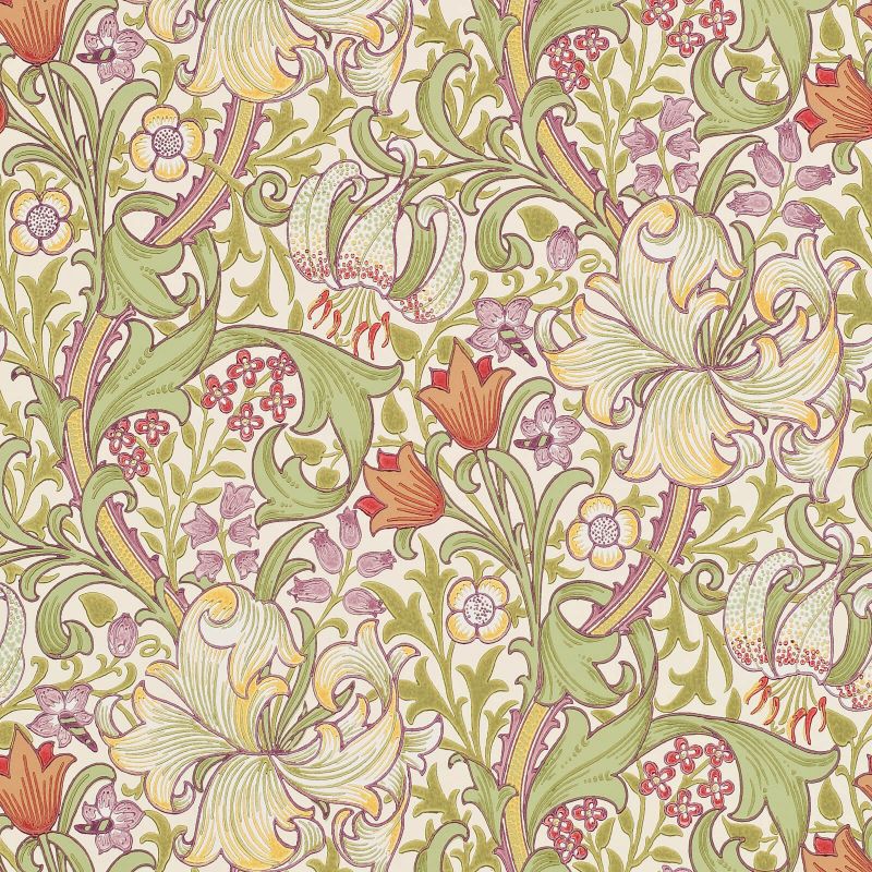 Golden Lily Wallpaper - Olive/Russet - 210399 - Morris & Co - Premier Wallcovering