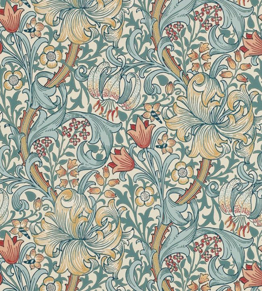 Golden Lily Wallpaper - Slate/Manilla - 210401 - Morris & Co - Premier Wallcovering