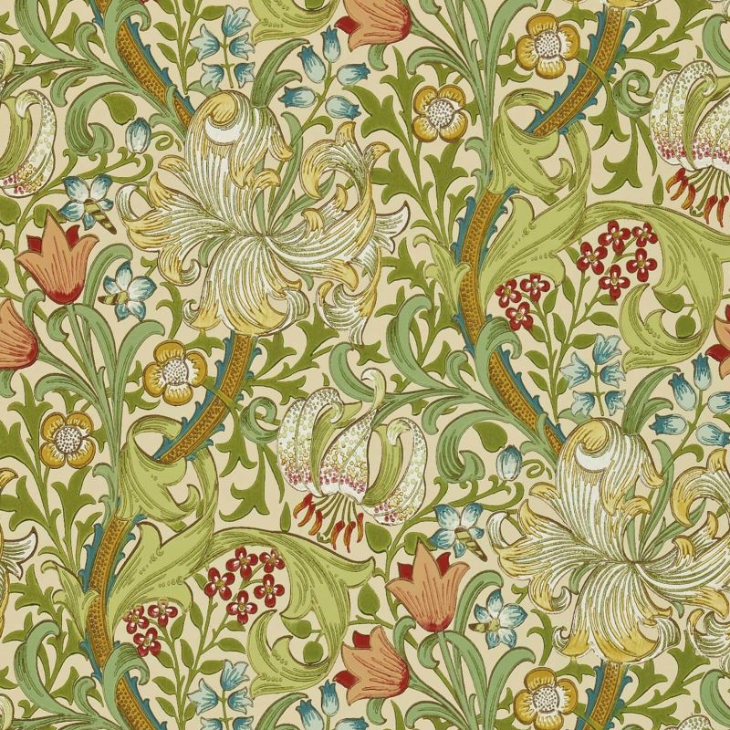 Golden Lily Wallpaper - Pale Biscuit - Morris & Co - 216464 - Premier Wallcovering