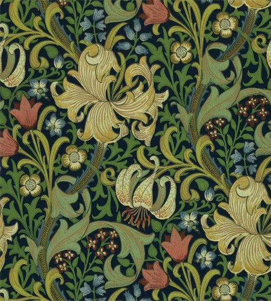 Golden Lily Wallpaper - Indigo - 216816 - Morris & Co - Premier Wallcovering