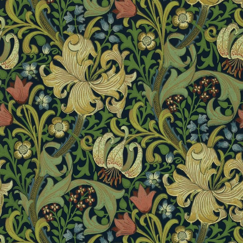 Golden Lily Wallpaper - Indigo - Morris & Co - 216816 - Premier Wallcovering