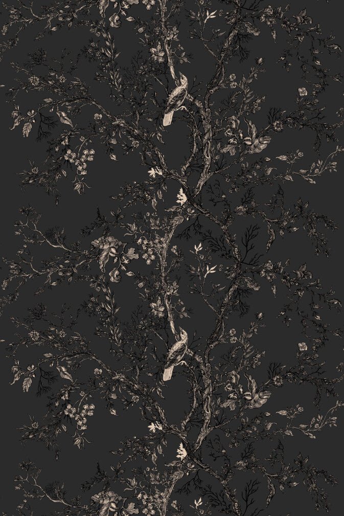 Golden Oriole Superwide Wallpaper - Black - Timorous Beasties - SWP/GOR/06 - Premier Wallcovering
