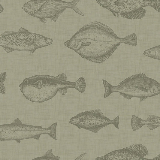 Gone Fishing Wallpaper - Warm Grey - LAN100243 - Lucie Annabel - Premier Wallcovering