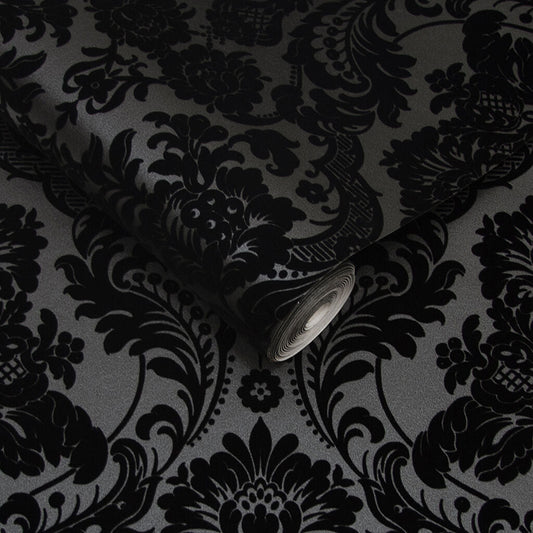 Gothic Damask Wallpaper - Noir - Graham & Brown - 106585 - Premier Wallcovering