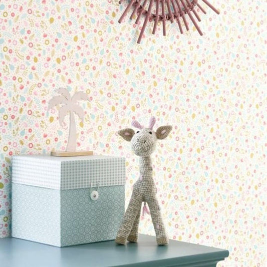 Gourmande Rose & Nino Wallpaper - Beige - Casadeco - 85541110 - Premier Wallcovering
