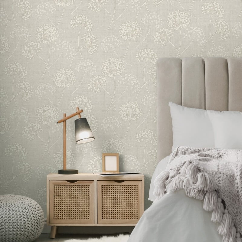 Grace Allium Flower Wallpaper - Stone - Fine Décor - FD43281 - Premier Wallcovering