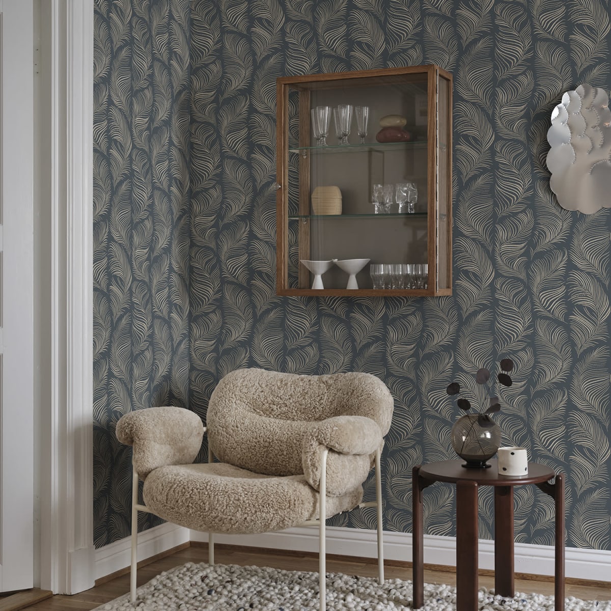 Grace Wallpaper - Midnight Blue - Sandberg - S10339 - Premier Wallcovering