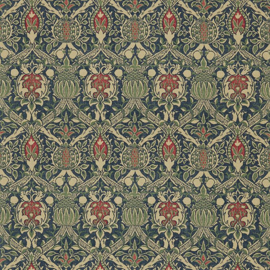 Granada Fabric - Indigo/Red - Morris & Co - DMCOGR201 - Premier Wallcovering