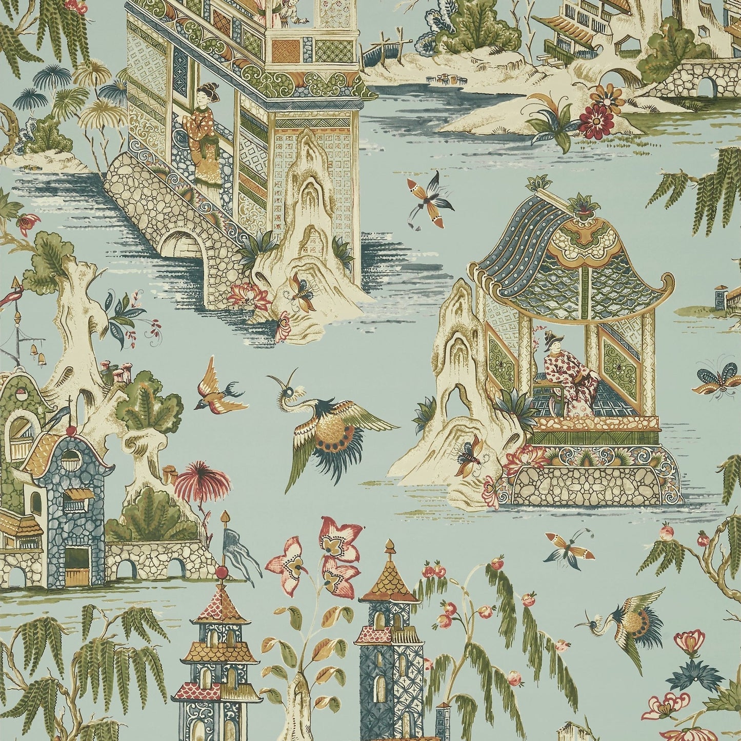 Grand Palace Wallpaper - Mist - Thibaut - T13617 - Premier Wallcovering