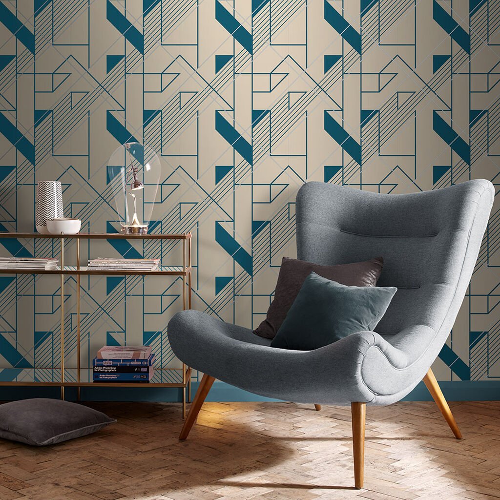 Graphic Wallpaper - Cobalt - Graham & Brown - 105246 - Premier Wallcovering