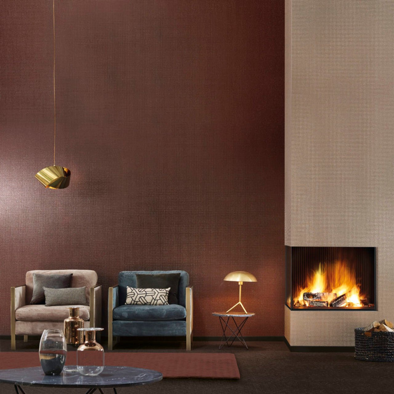 Graphite Embossed Eco Paper Wallpaper - Gold - Omexco - GRA1001 - Premier Wallcovering