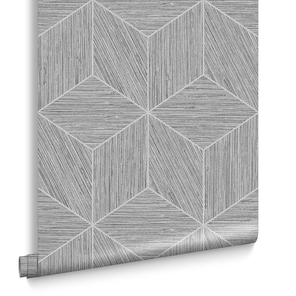 Grasscloth Geo Wallpaper - Grey - Graham & Brown - 111730 - Premier Wallcovering