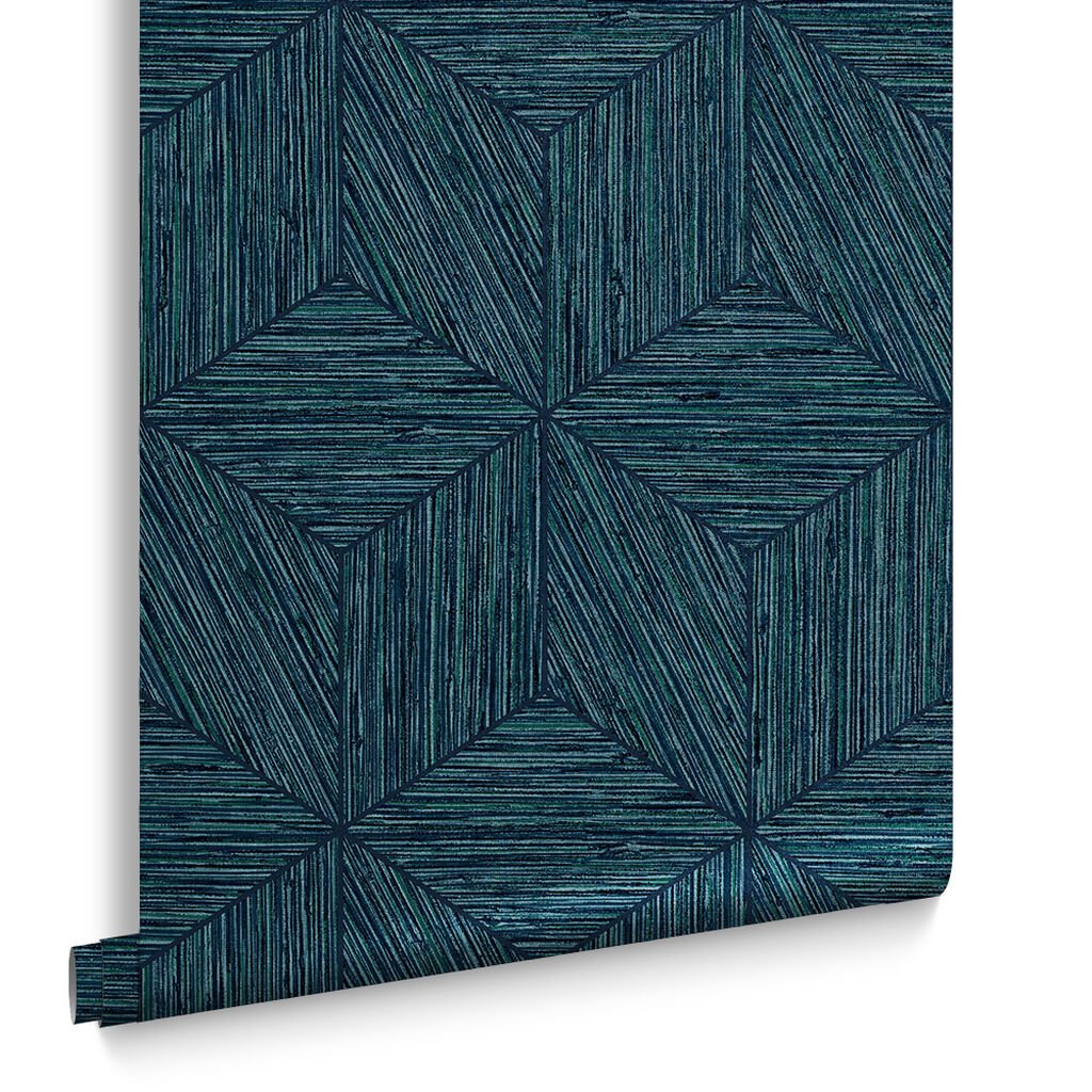 Grasscloth Geo Wallpaper - Teal - Graham & Brown - 111728 - Premier Wallcovering