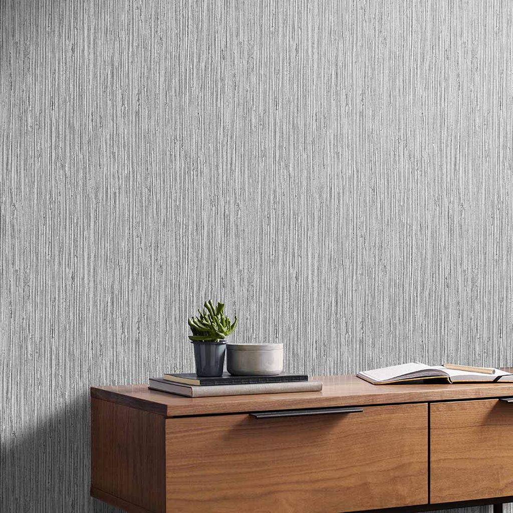 Grasscloth Texture Wallpaper - Grey - Graham & Brown - 111727 - Premier Wallcovering
