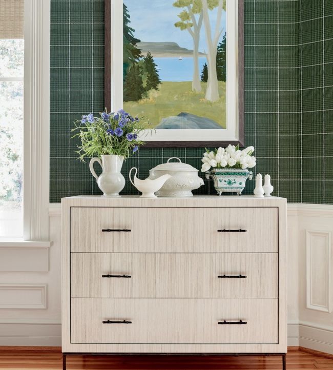Grassmarket Check Wallpaper - Grey - Thibaut - T10200 - Premier Wallcovering