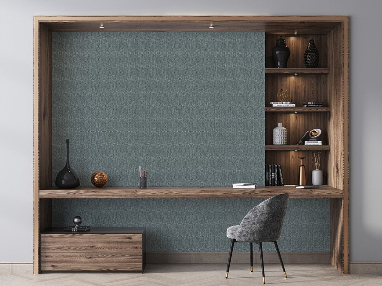 Greek Tile Feel Wallpaper - Black Blue - Hohenberger - 65009 - Premier Wallcovering