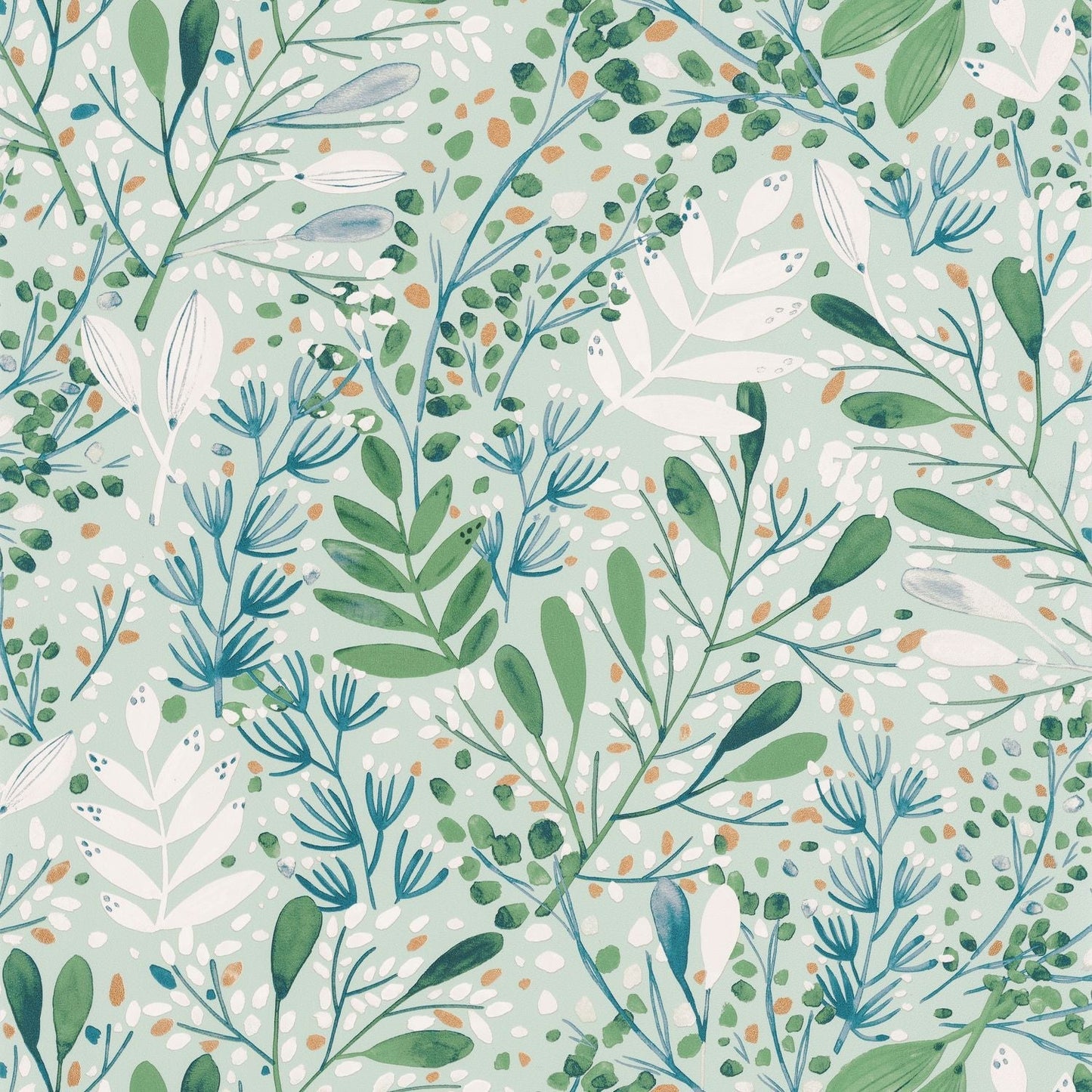 Green Life Joy Wallpaper - Vert Bleu - Caselio - 101697672 - Premier Wallcovering