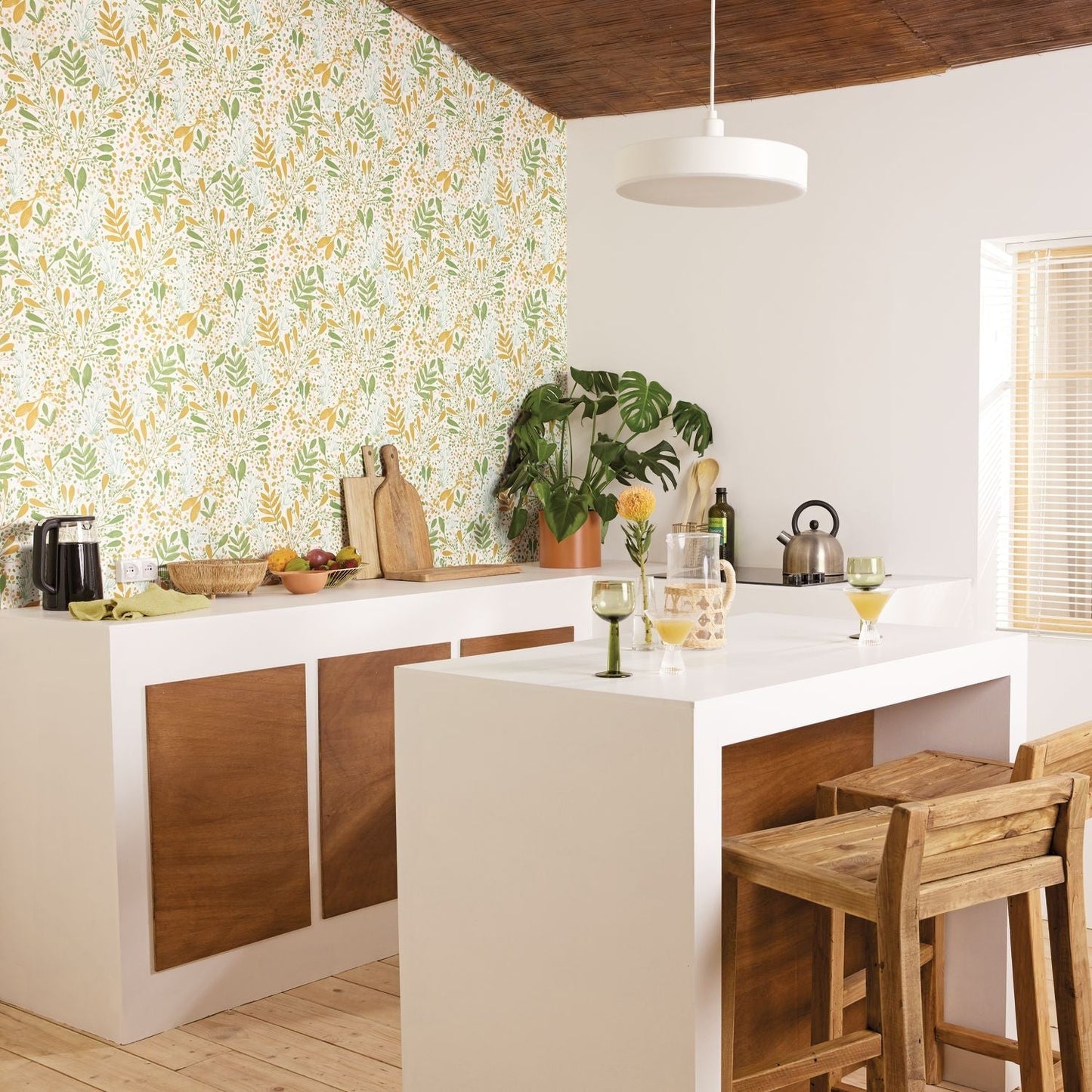 Green Life Joy Wallpaper - Orange - Caselio - 101690369 - Premier Wallcovering