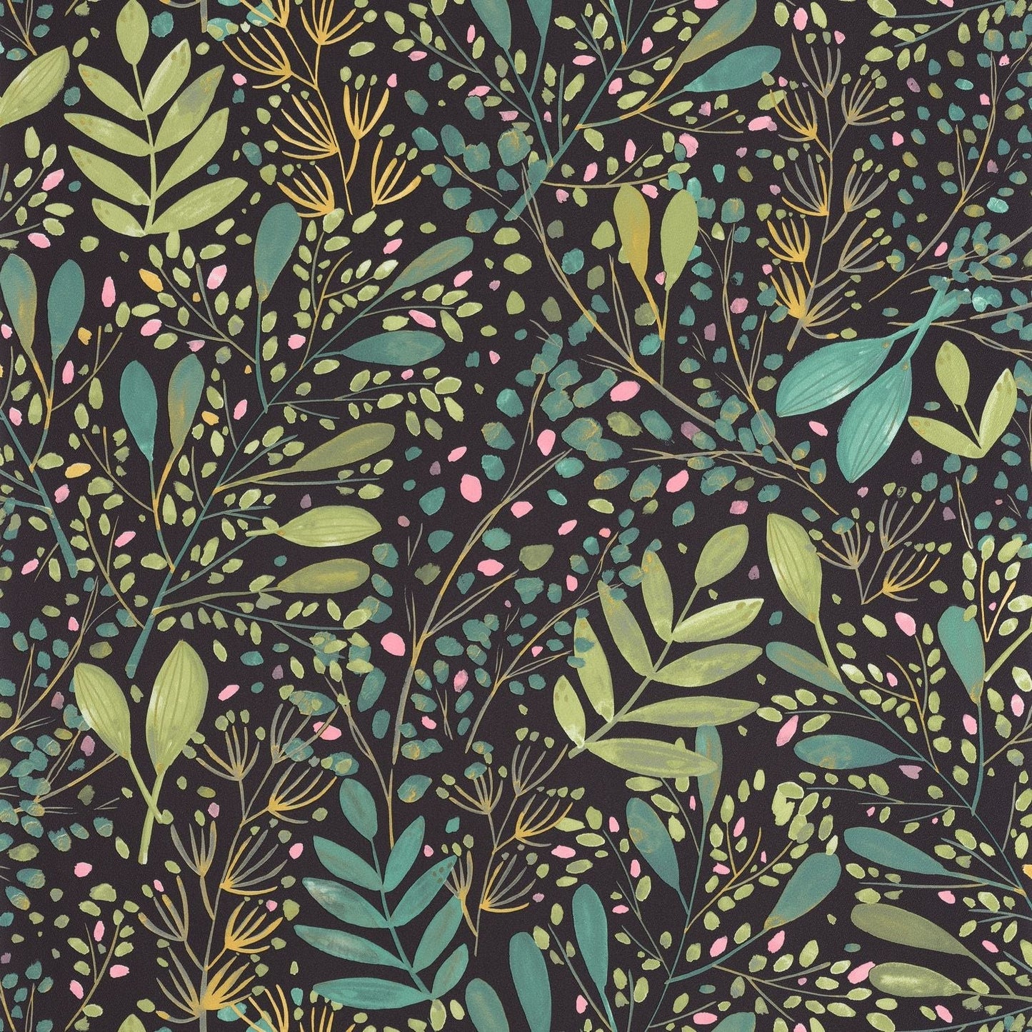 Green Life Joy Wallpaper - Vert Noir - Caselio - 101699791 - Premier Wallcovering
