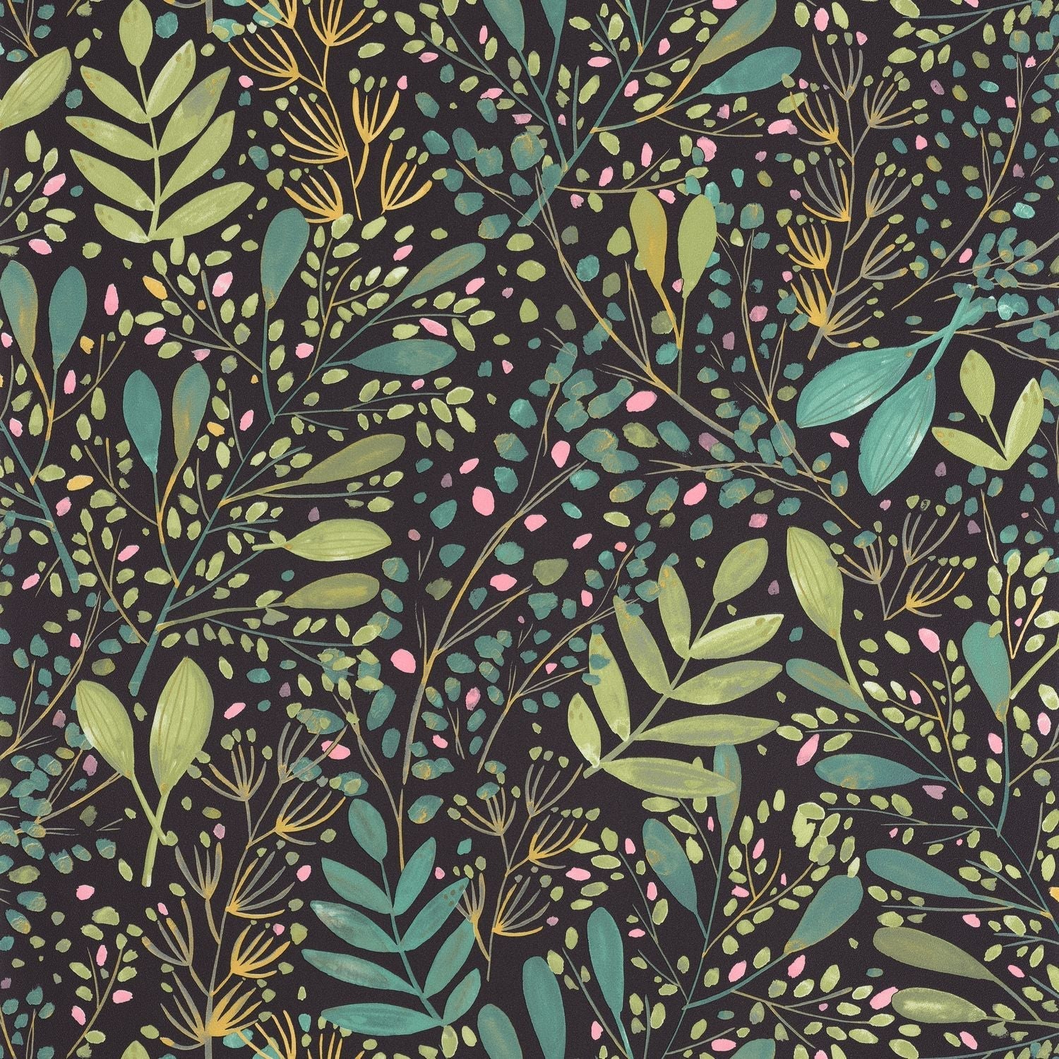 Green Life Joy Wallpaper - Vert Noir - Caselio - 101699791 - Premier Wallcovering