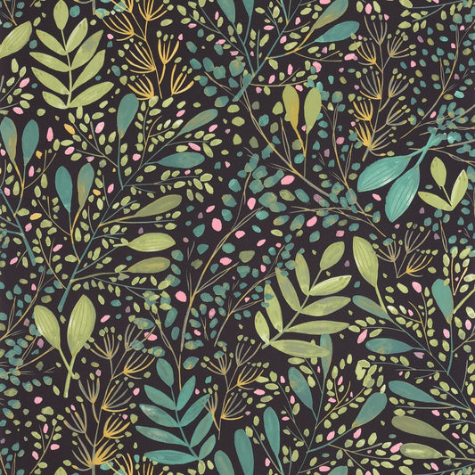 Green Life Joy Wallpaper - Vert Noir - Caselio - 101699791 - Premier Wallcovering