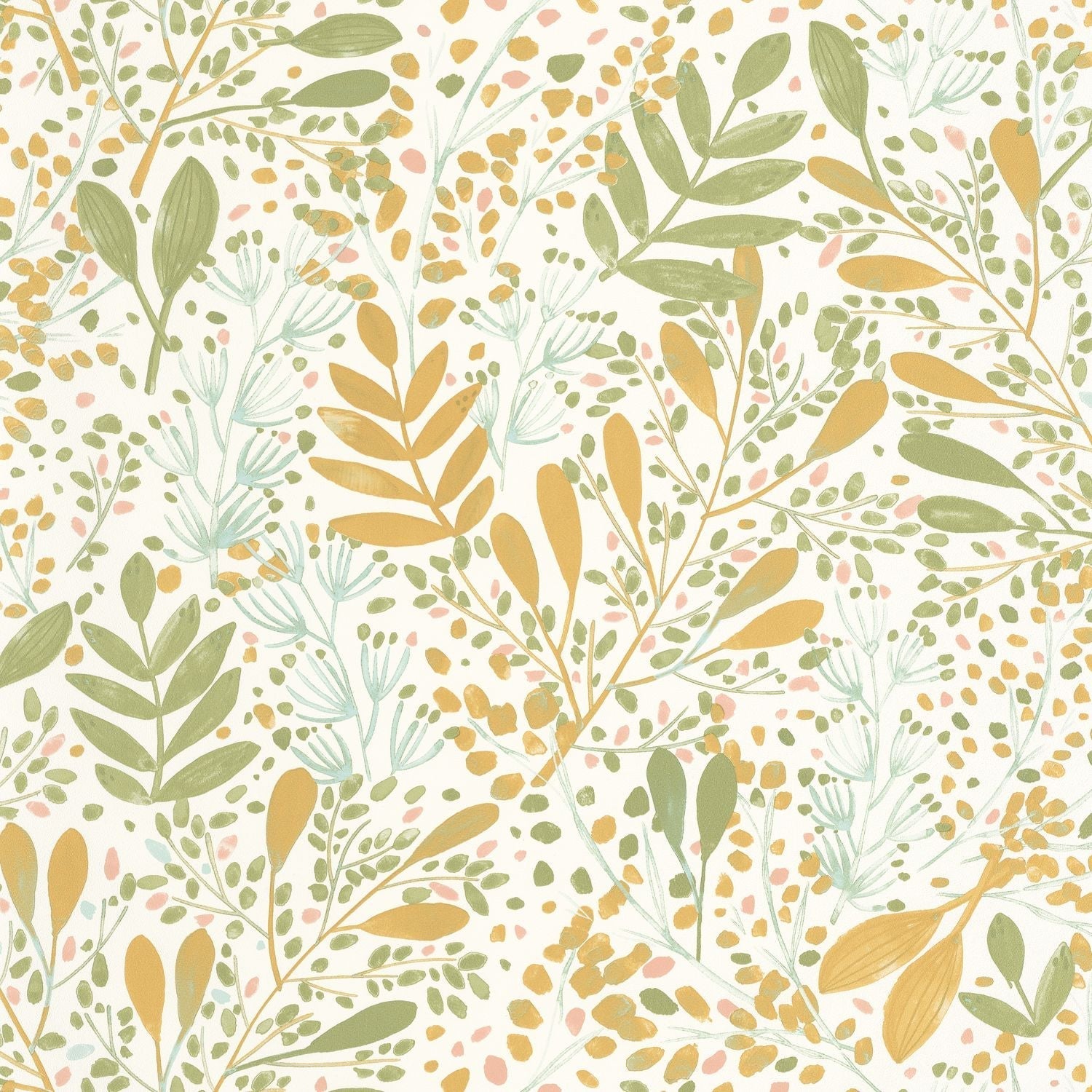 Green Life Joy Wallpaper - Orange - Caselio - 101690369 - Premier Wallcovering