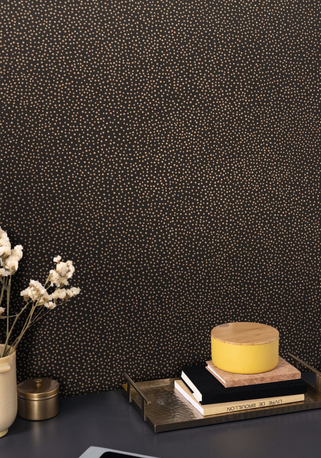 Green Life Sparkle Wallpaper - Noir - Caselio - 101739024 - Premier Wallcovering