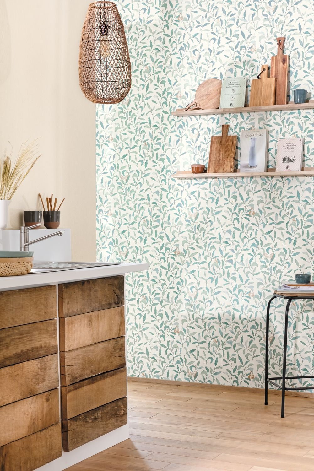 Green Life Sweet Wallpaper - Bleu Grise - Caselio - 101716023 - Premier Wallcovering