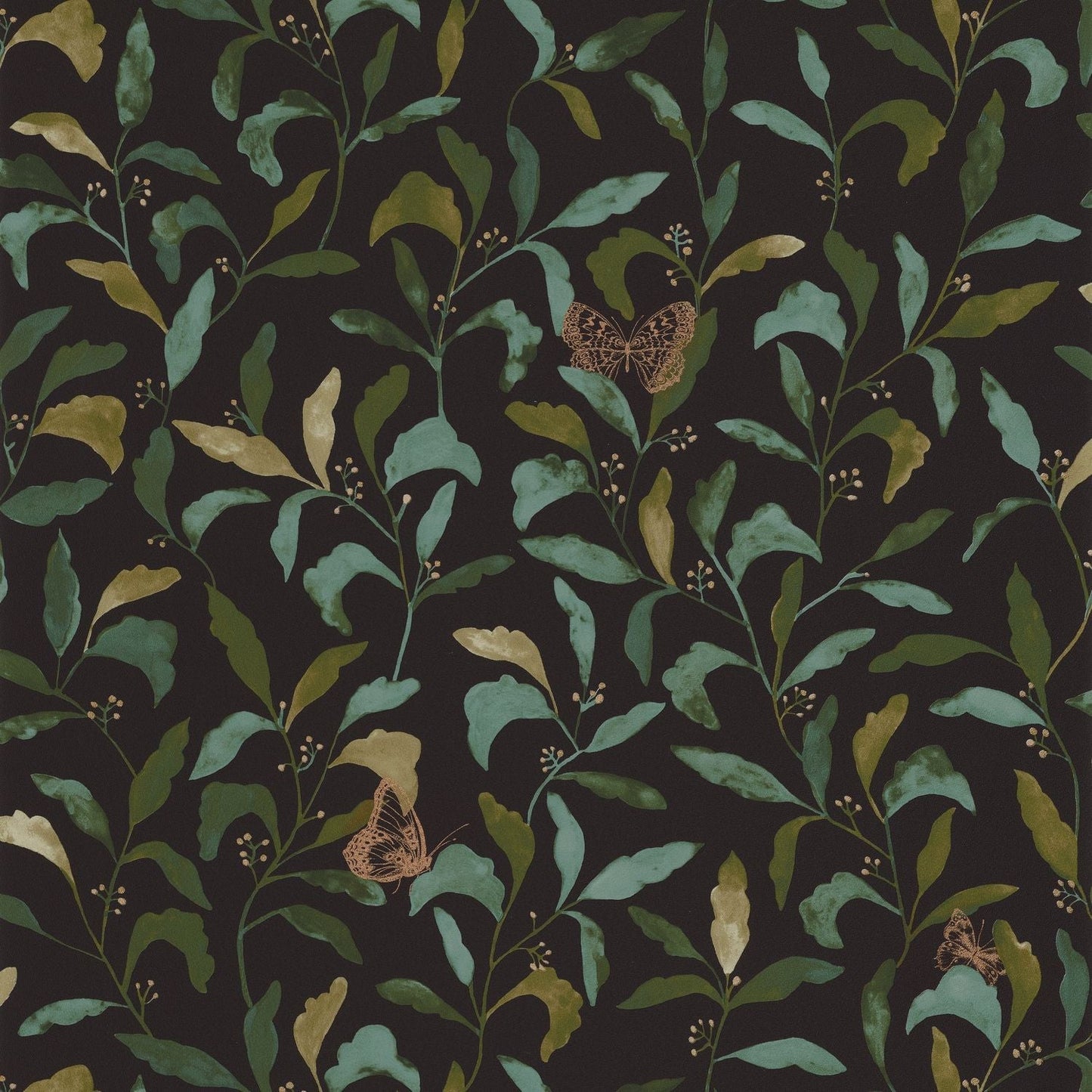 Green Life Sweet Wallpaper - Fond Noir - Caselio - 101717122 - Premier Wallcovering