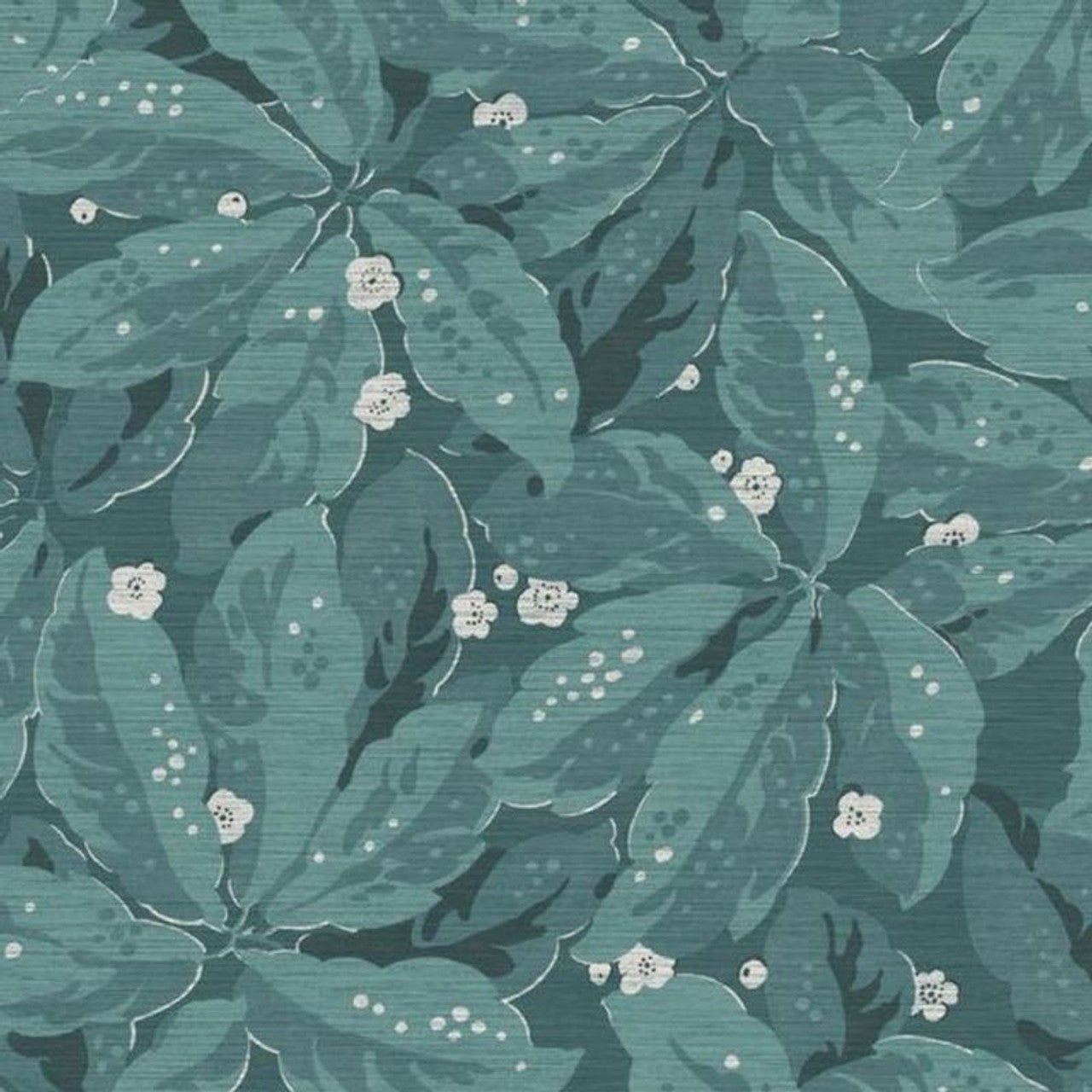 Greenery Five O'Clock Wallpaper - Bleu Paon - Casadeco - 85796472 - Premier Wallcovering