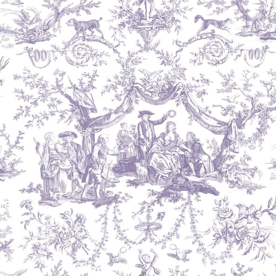 Greuze Toile Wallpaper - Lilac - Charles Burger - PP1490004 - Premier Wallcovering