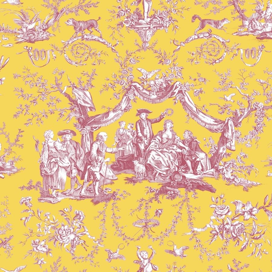 Greuze Toile Wallpaper - Yellow - Charles Burger - PP1490005 - Premier Wallcovering