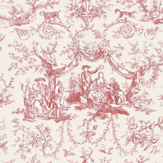 Greuze Toile Wallpaper - Coral - Charles Burger - PP1490001 - Premier Wallcovering