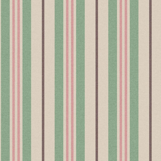 Grove Stripe Wallpaper - Pink & Green - Joules - 128923 - Premier Wallcovering