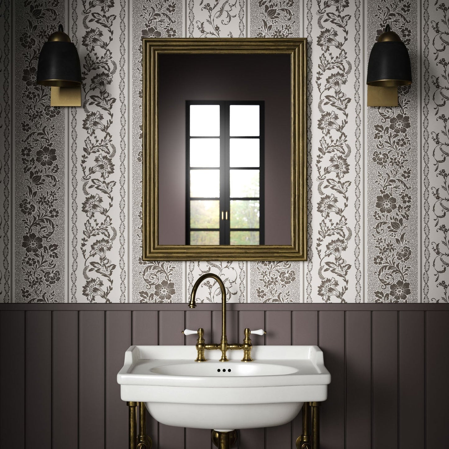 Guinevere Wallpaper - Espresso - Warner House - Premier Wallcovering