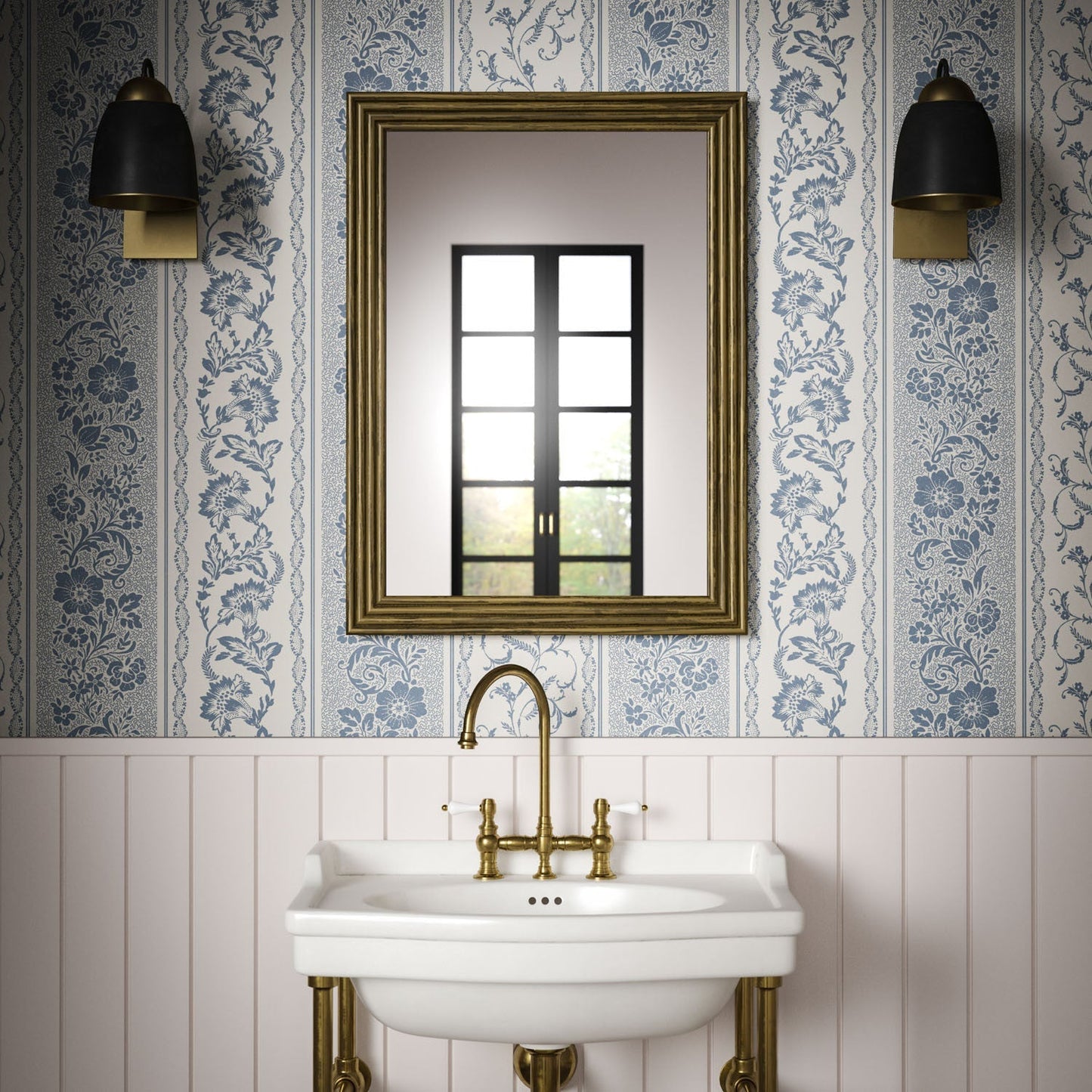 Guinevere Wallpaper - China Blue - Warner House - Premier Wallcovering
