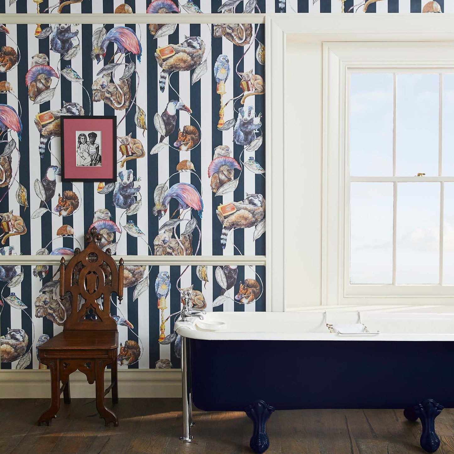 Hackney Empire Stripe Wallpaper - Midnight - House of Hackney - 1 - WA - HAC - DI - MID - STR - Premier Wallcovering
