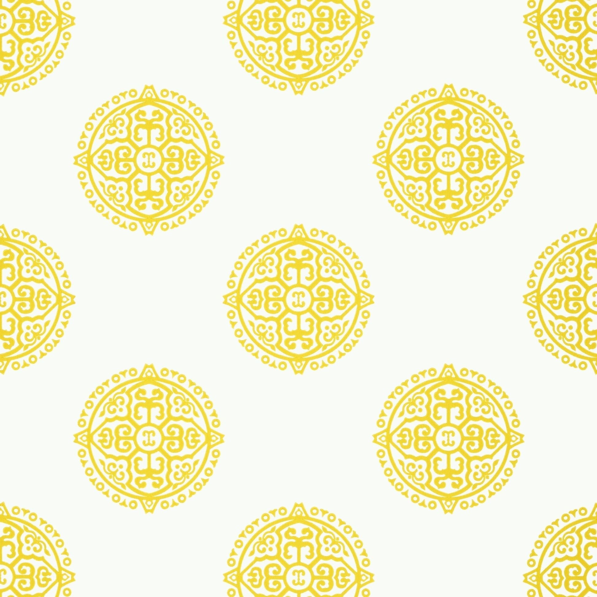 Halie Circle Wallpaper - Yellow - Thibaut - T36168 - Premier Wallcovering