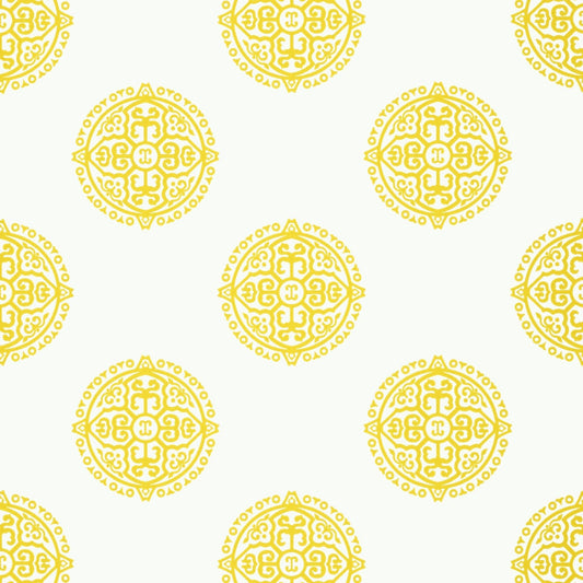 Halie Circle Wallpaper - Yellow - Thibaut - T36168 - Premier Wallcovering