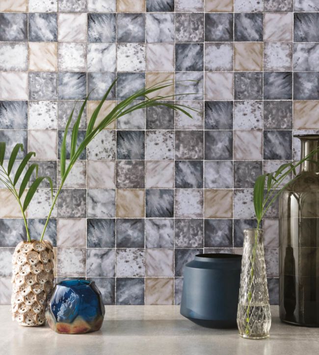 Hammam Wallpaper - Blue - Osborne & Little - W7335-03 - Premier Wallcovering