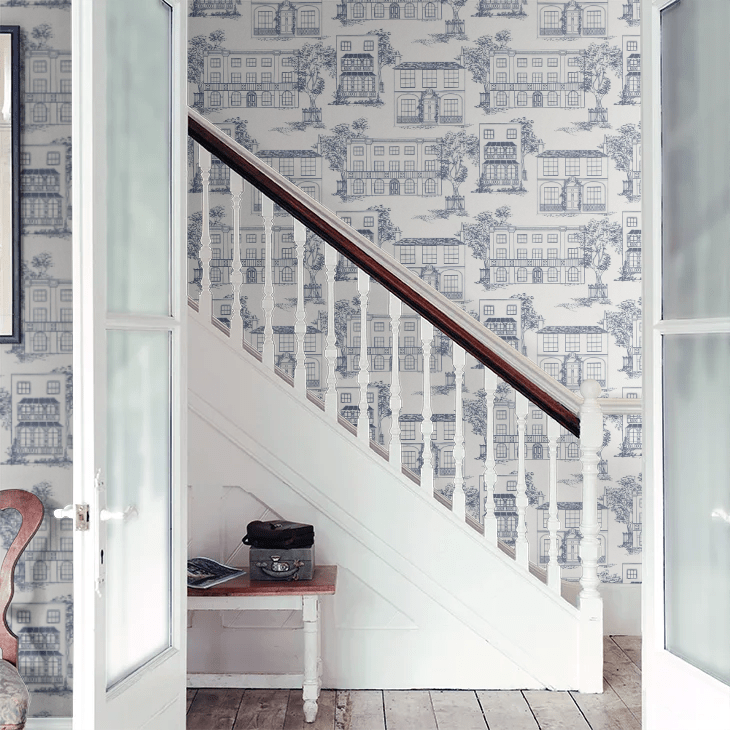 Hampstead Wallpaper - Mid Blue - Little Greene - 0288HAMIDBL - Premier Wallcovering