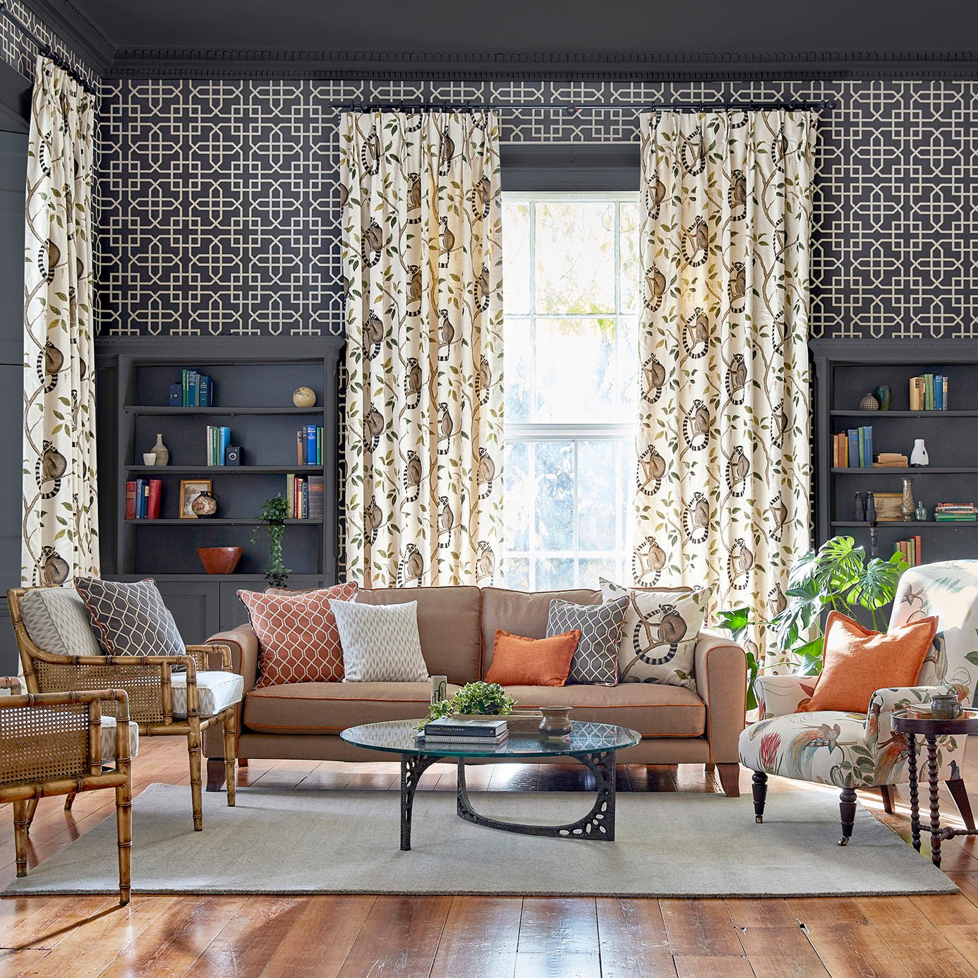 Hampton Trellis Wallpaper - Charcoal - Sanderson - DGLW216662 - Premier Wallcovering