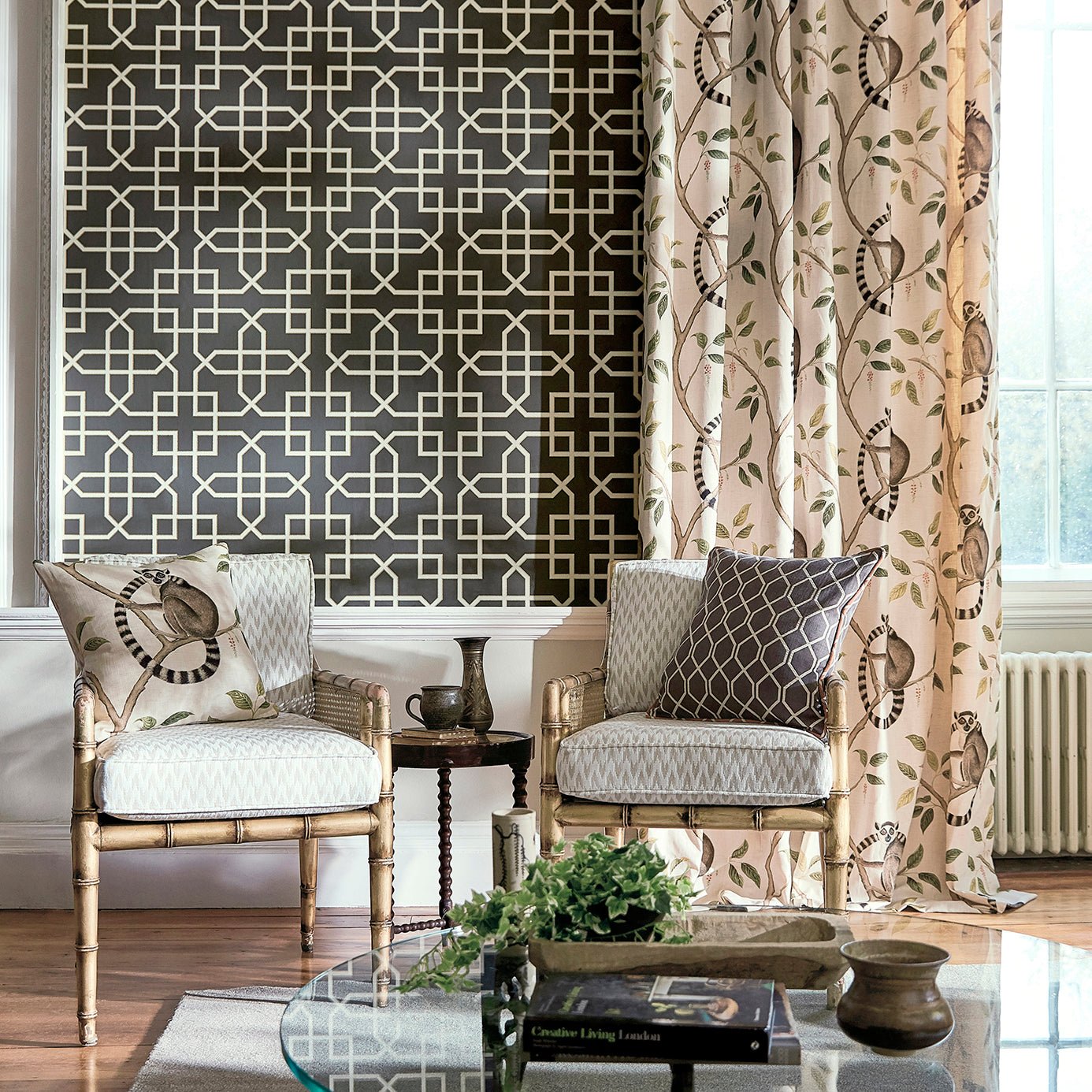 Hampton Trellis Wallpaper - Charcoal - Sanderson - DGLW216662 - Premier Wallcovering