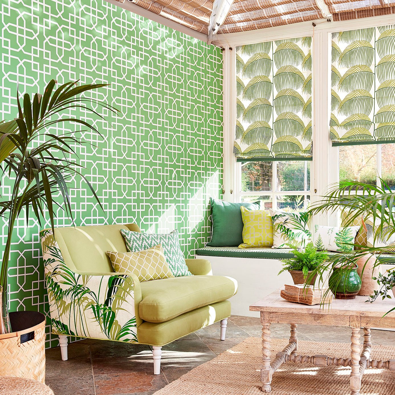 Hampton Trellis Wallpaper - Botanical Green - Sanderson - DGLW216660 - Premier Wallcovering
